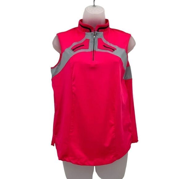 Jamie Sadock Sleeveless Golf Top Women's Medium Hot Pink Gray Pickleball - Picture 3 of 16